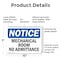 Signmission Mechanical Room No Admittance OSHA Notice Sign, Plastic, 10in W x 7in L, 2PK OS-2PACK-NS-P-710-L-14174 - alternate 2
